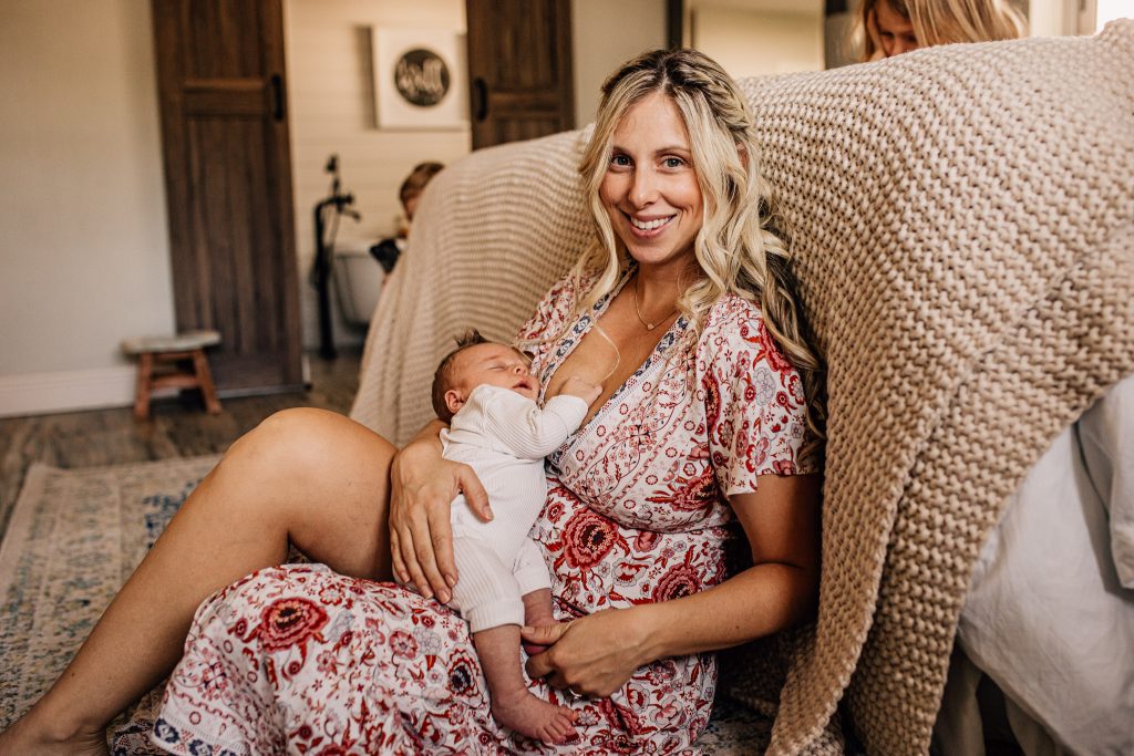 New mom holding baby