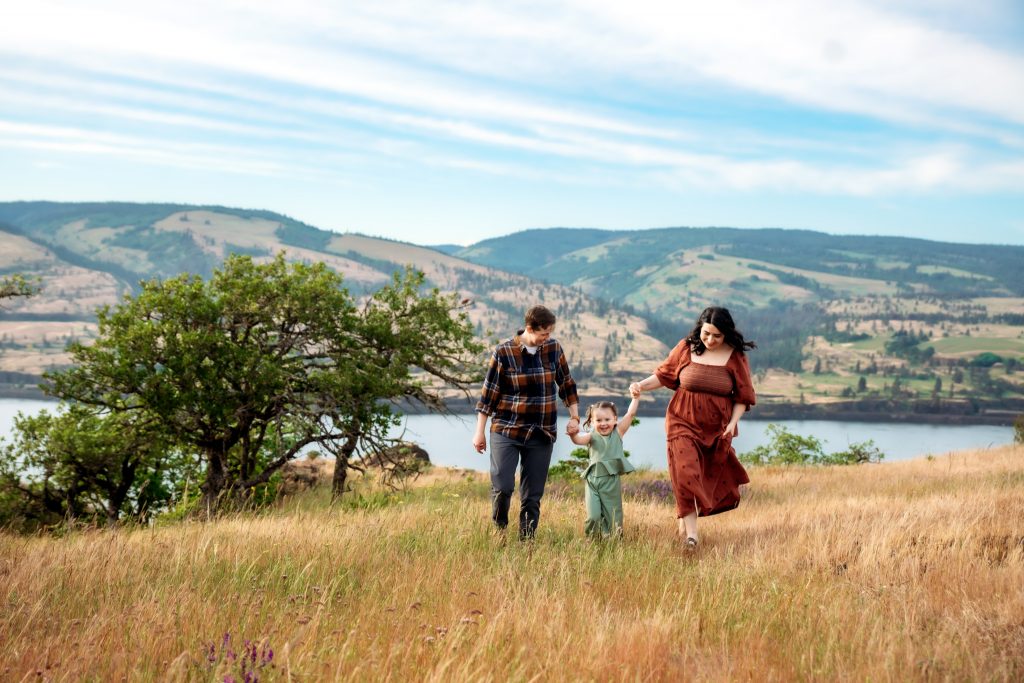 Family together at the gorge